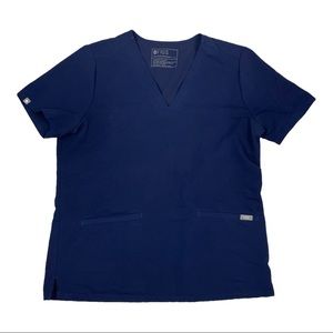 Figs Technical Collection V-Neck Blue Short Sleeve Shirt Scrub Women's Size L